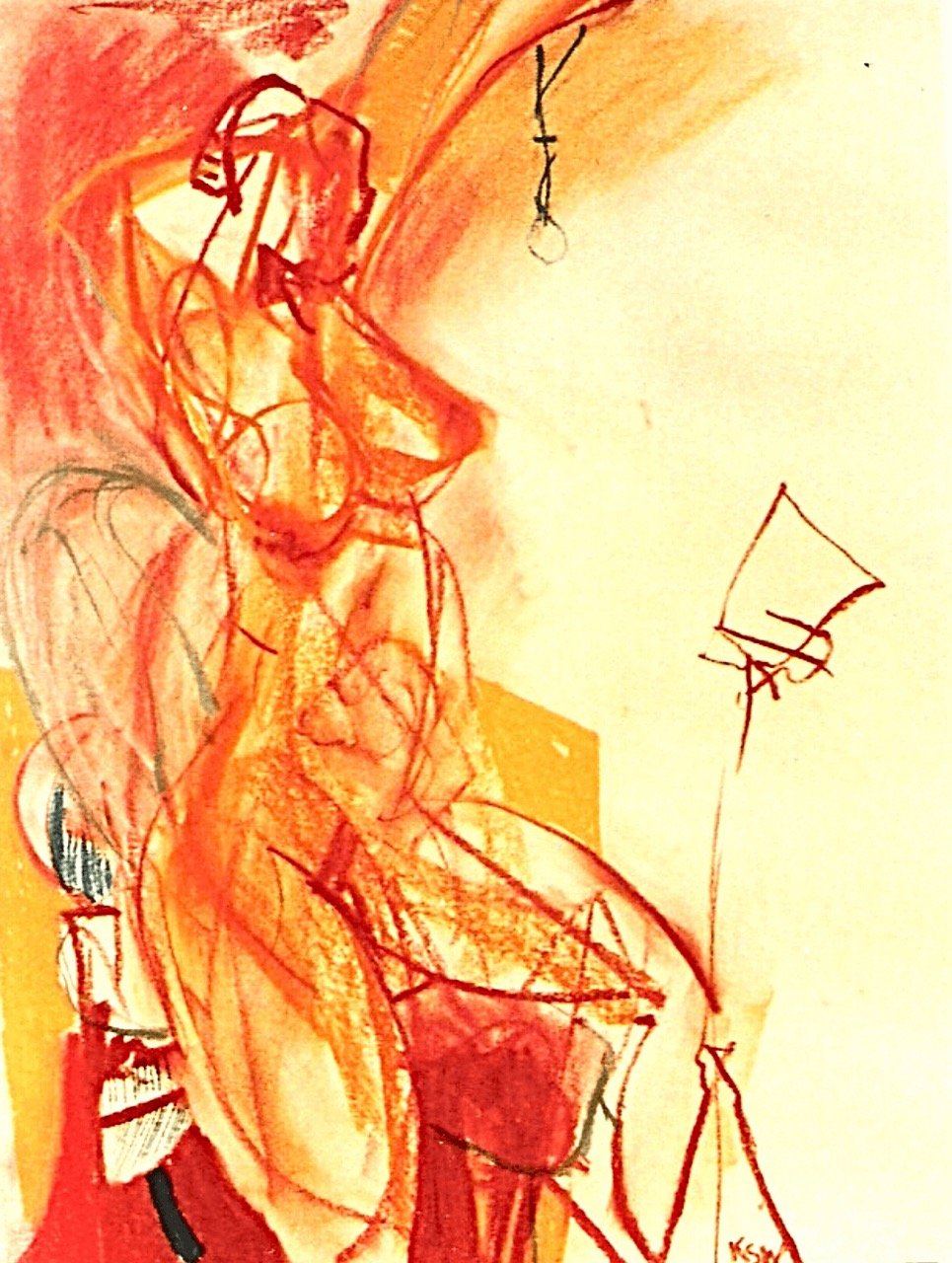 Female Form seated  | Soft Pastel on Stonehenge | 594mmw x 420mmh     PRIVATE OWNER