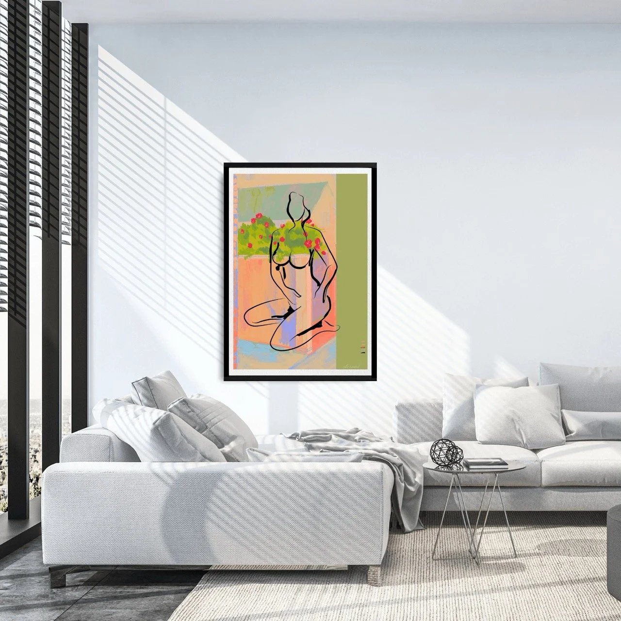 Female figure Nude with Red Flower Art Print, Sydney Artist - Eternal Art Prints - Eternal Art & Design