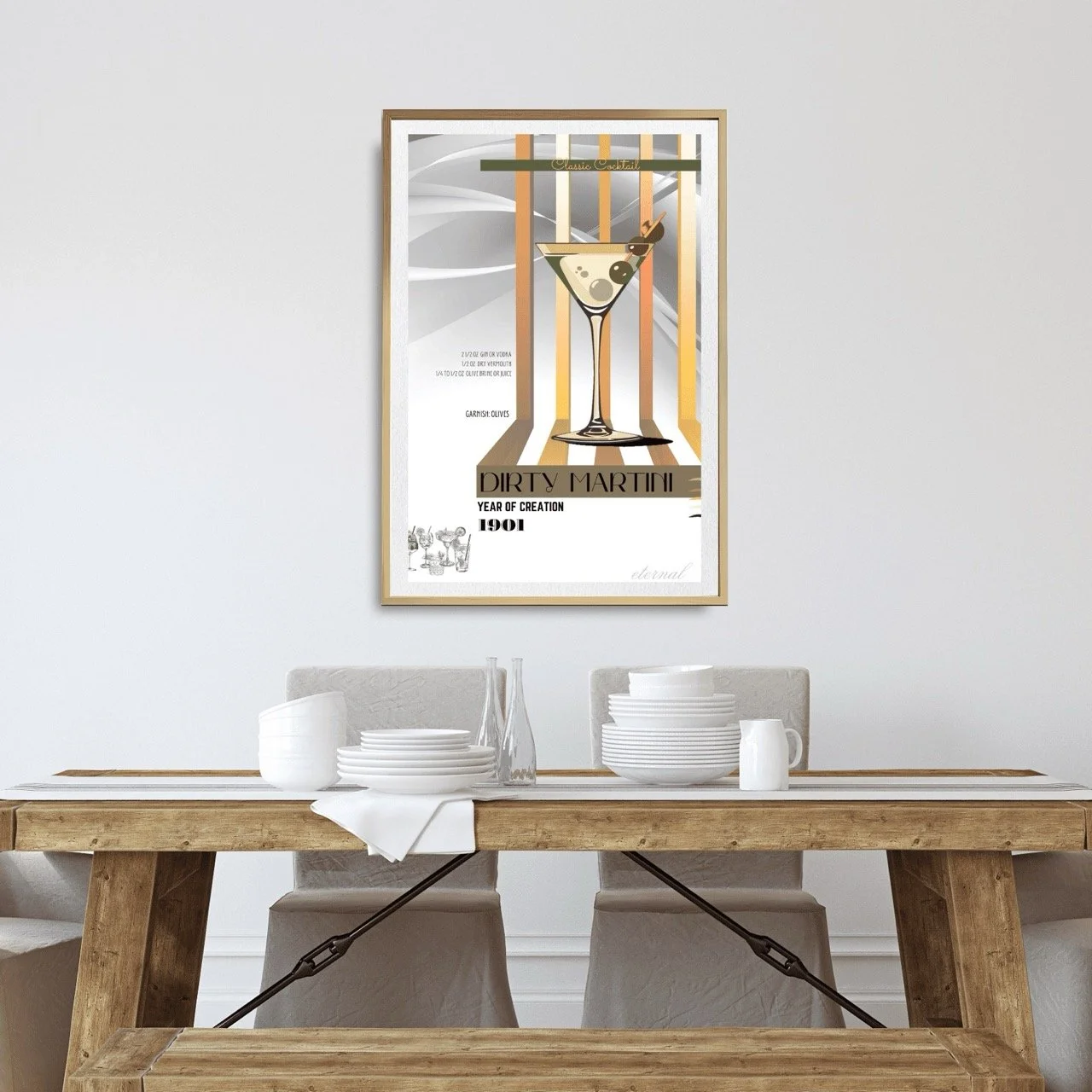 Retro Dirty Martini Classic Cocktail Culture Wall Art Print, Eternal Art Prints - Eternal Art & Design