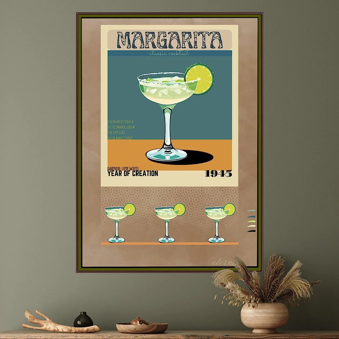 Retro Margarita Classic Cocktail Culture Wall Art Print, Eternal Art & Design - Eternal Art & Design
