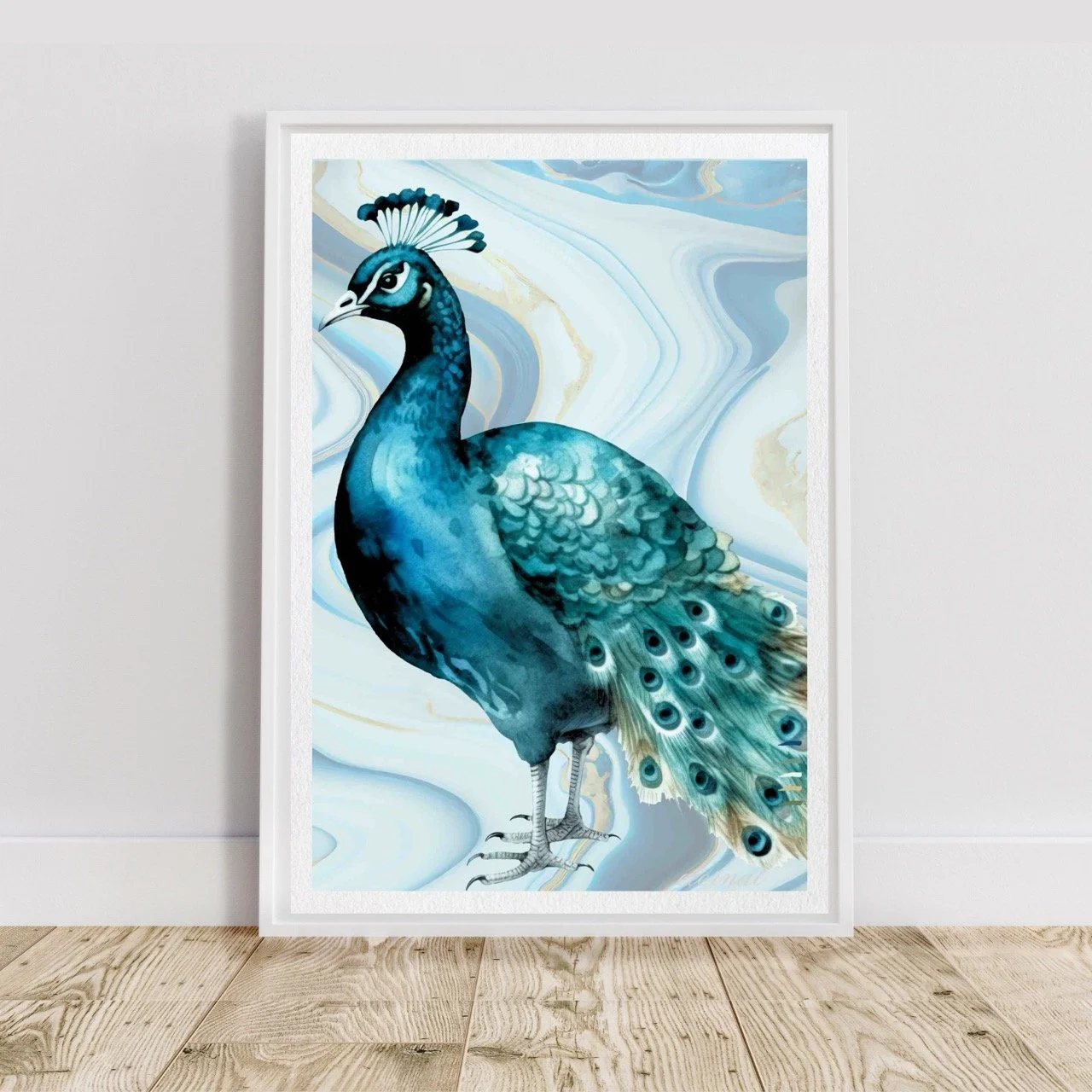 Blue Crest Peacock Birdlife Wall Art Print - Sydney Artist, Eternal Art Prints - Eternal Art & Design