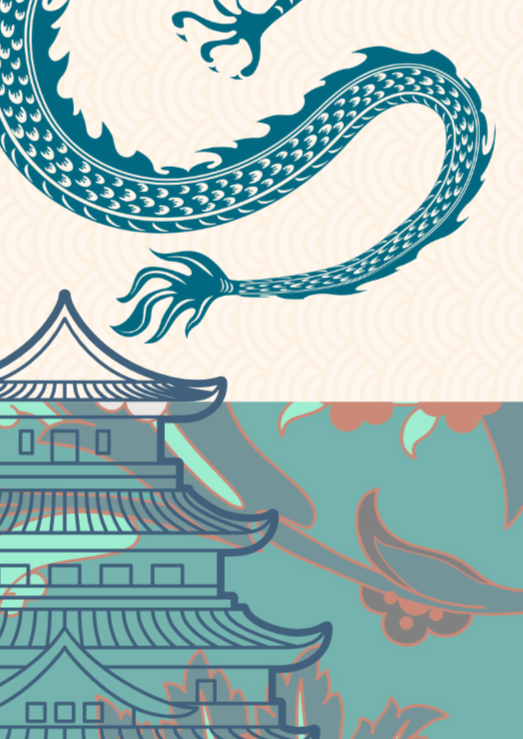 Temple and Dragon Wall Art Print, Eternal Art & Design - Eternal Art & Design