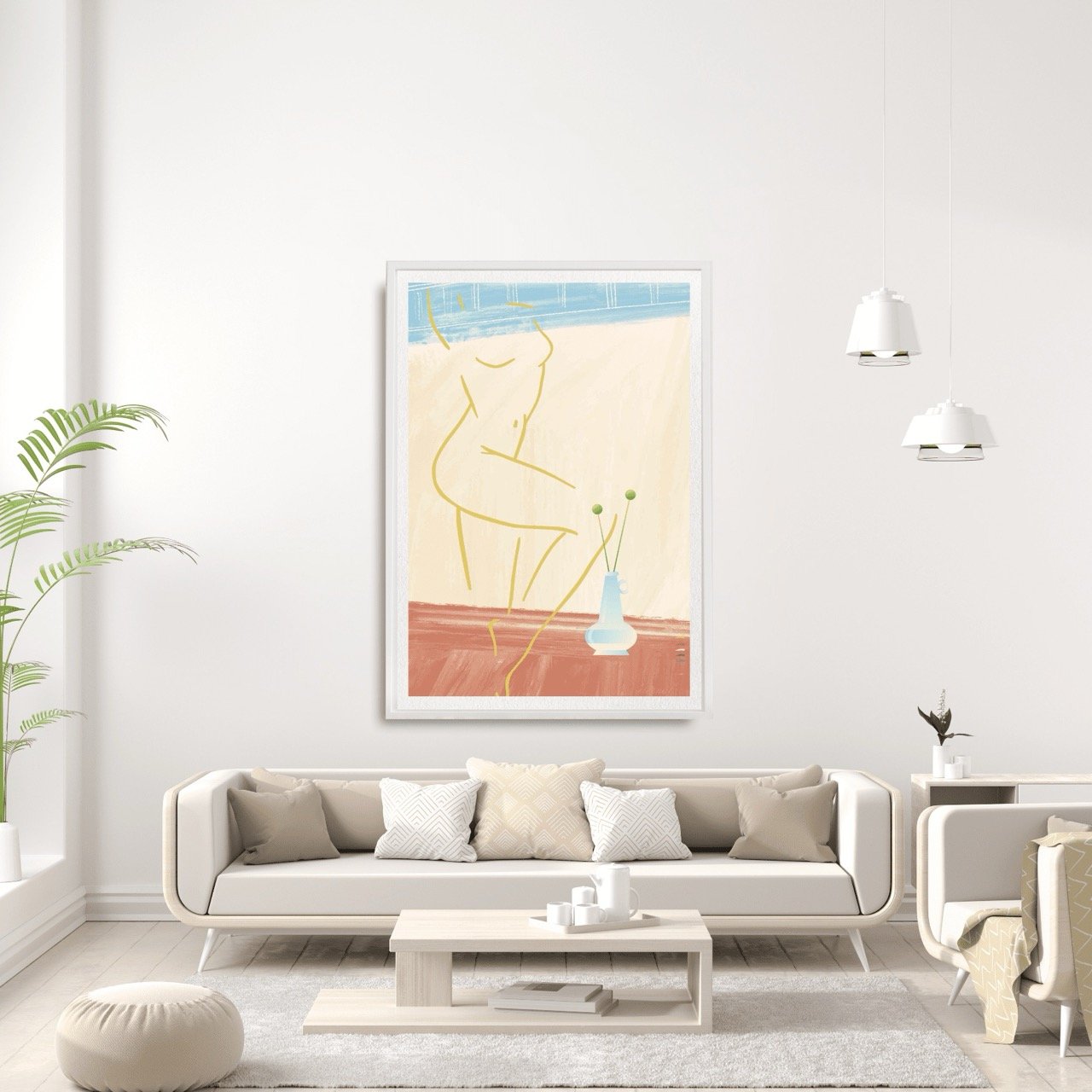 Nude Female with Blue Vase Wall Art Print, Sydney Artist - Eternal Art Prints - Eternal Art & Design