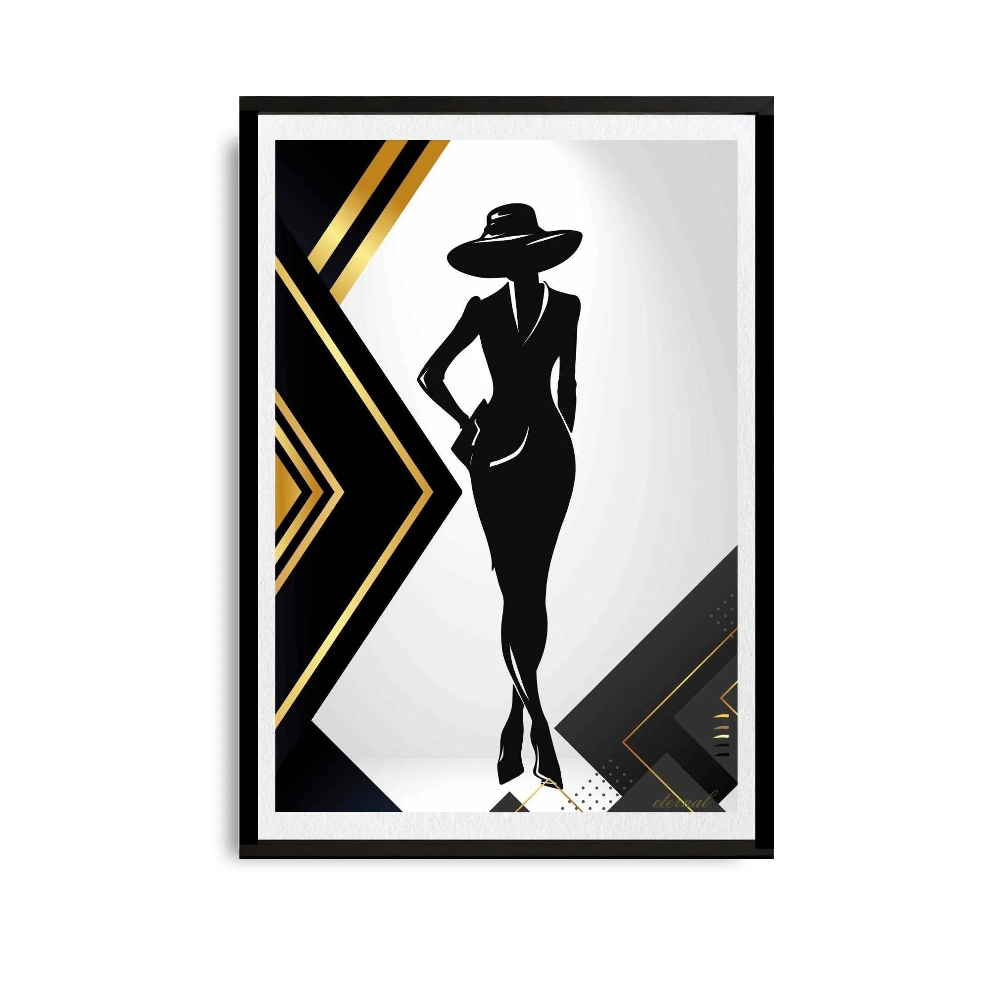 Fashion-inspired Female in Black & Gold Wall Art, Eternal Art Prints - Eternal Art & Design