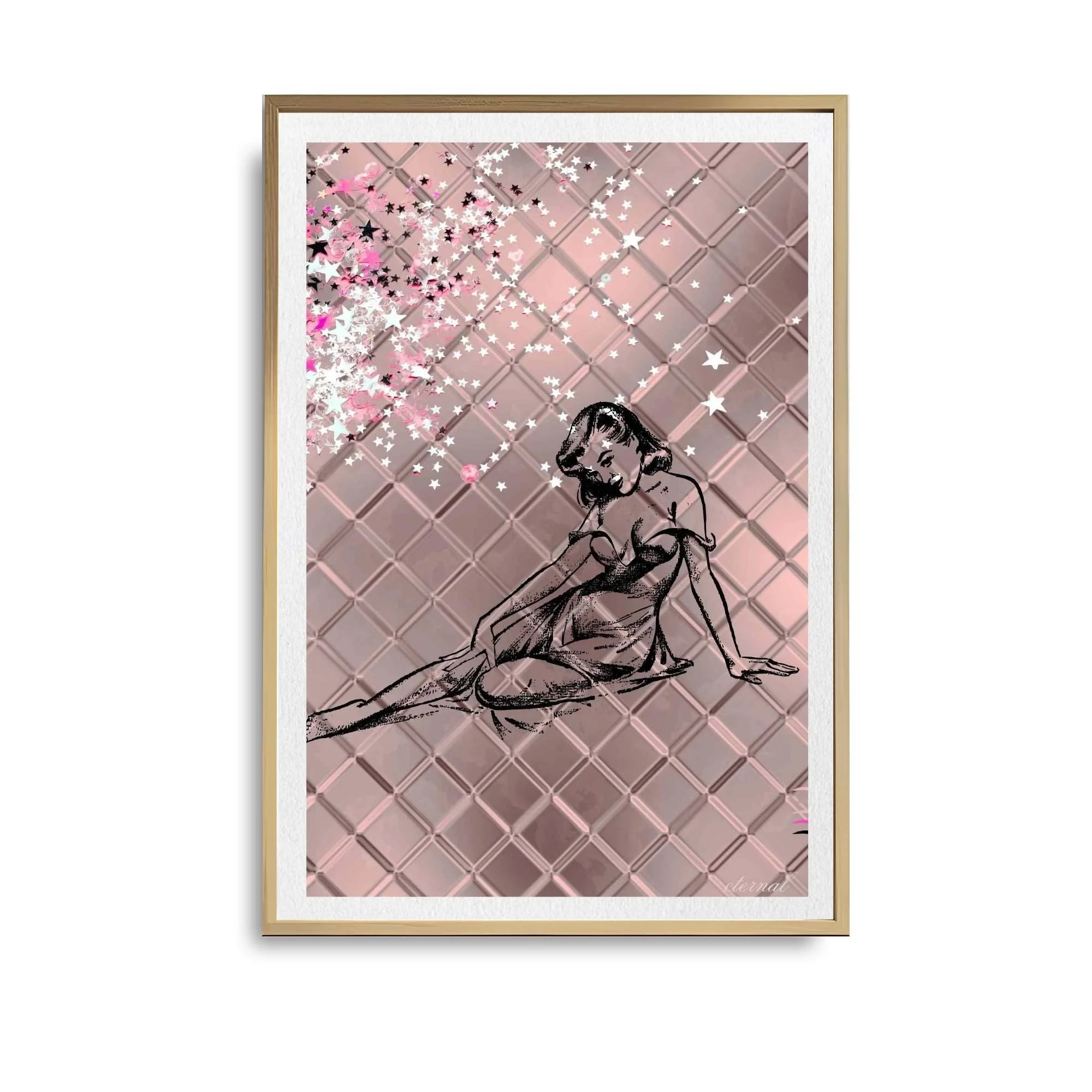 Female Icon Retro Pin-up in Pink Wall Art Print, Sydney Artist - Eternal Art Prints - Eternal Art & Design