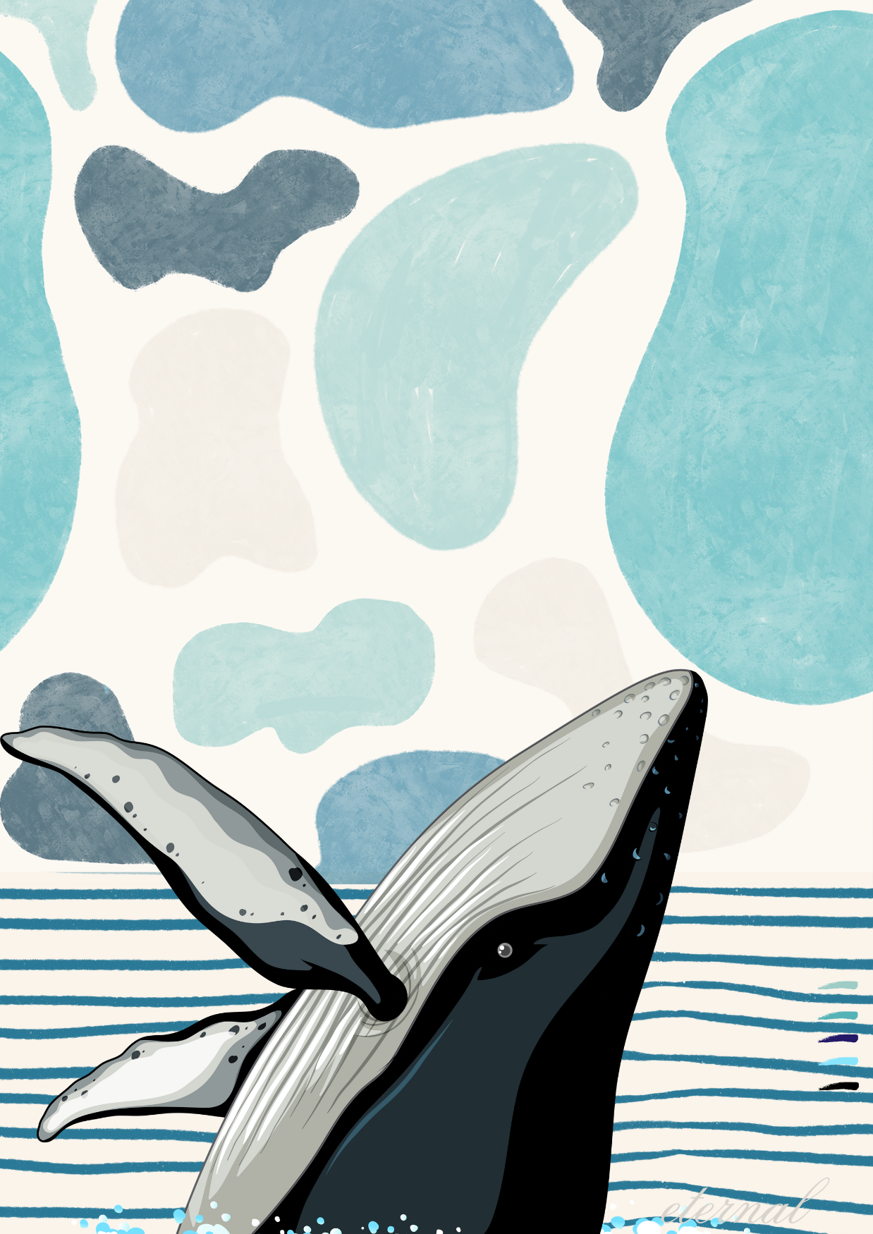 Humpback Whale Breaching in Ocean Wall Art, Eternal Art Prints