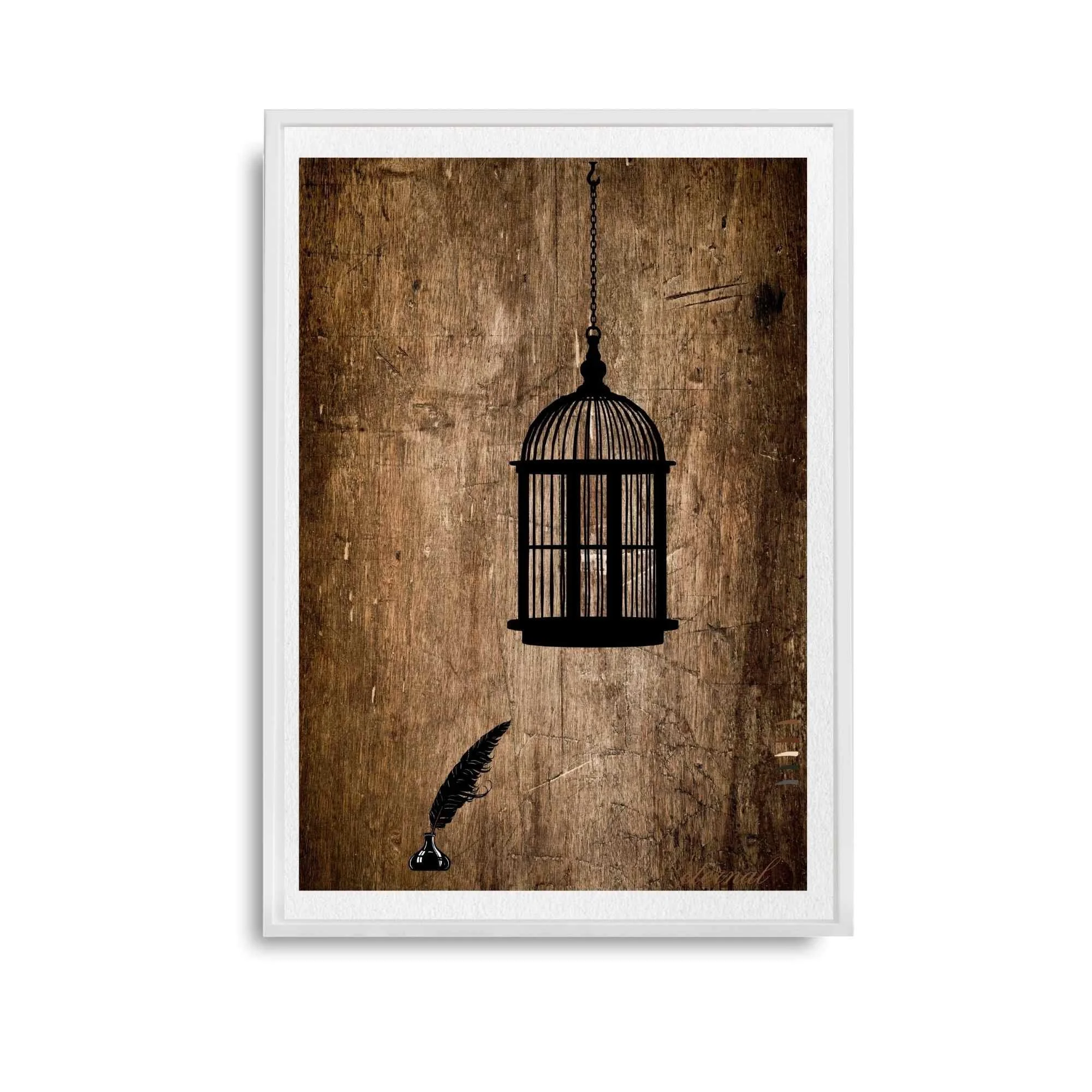Birdcage Ink and Quill Wall Art Print, Eternal Art Prints - Eternal Art & Design