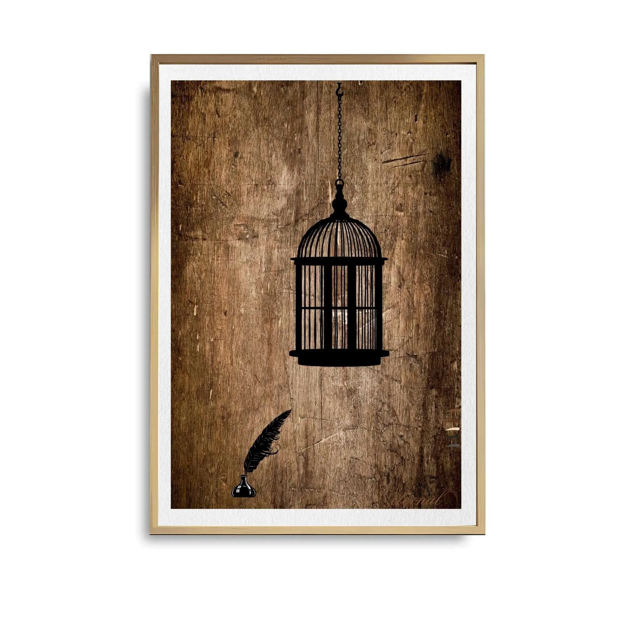 Birdcage Ink and Quill Wall Art Print, Eternal Art Prints - Eternal Art & Design
