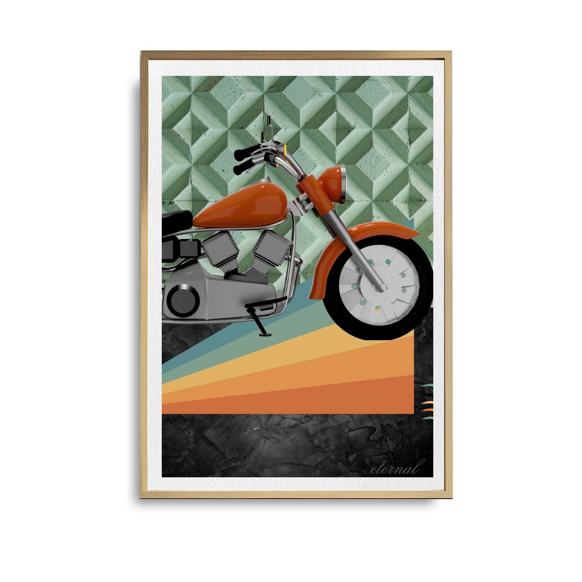 Retro Motorcycle Art Print - Sydney Artist, Eternal Art Prints - Eternal Art & Design