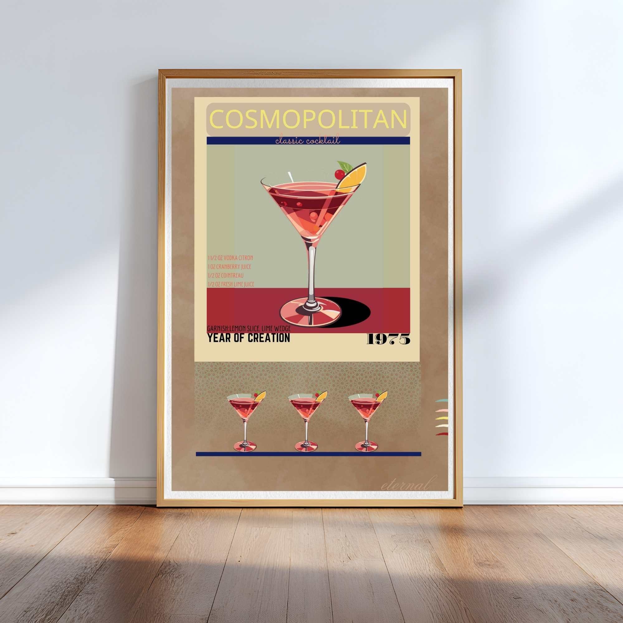 Cosmopolitan Retro Cocktail Culture Wall Art Print, Eternal Art Prints - Eternal Art & Design