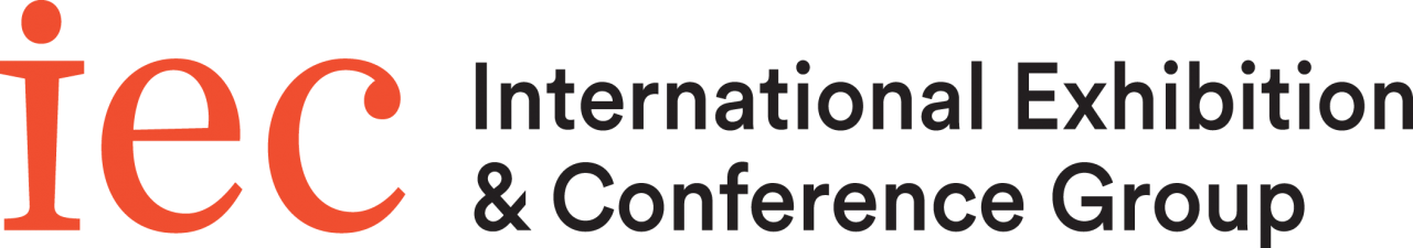 Logo of the International Exhibition & Conference Group with the letters 'IEC' in large red font and the full name in black text.