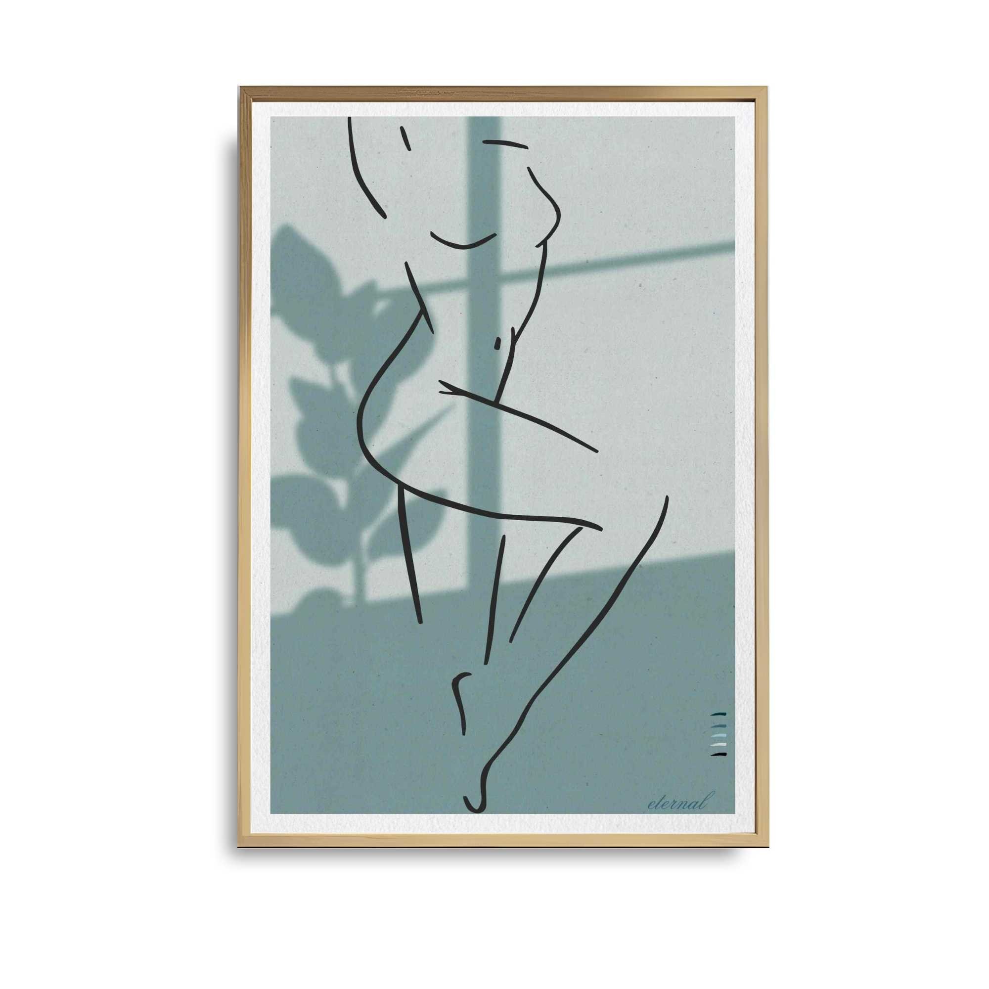 Female Line Drawing Standing in Window Art Print, Sydney Artist - Eternal Art Prints - Eternal Art & Design