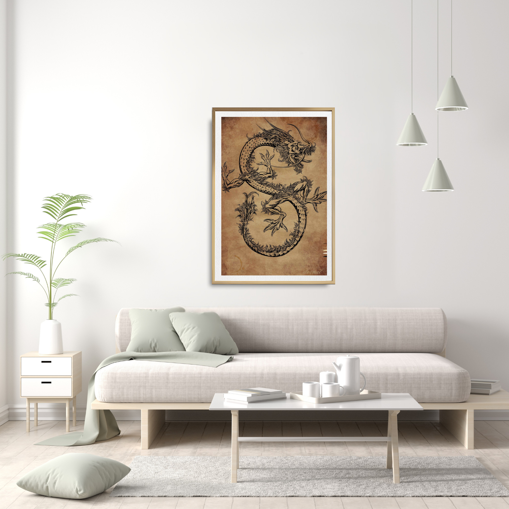 Oriental Eastern Dragon Wall Art Print, Eternal Art Prints - Eternal Art & Design