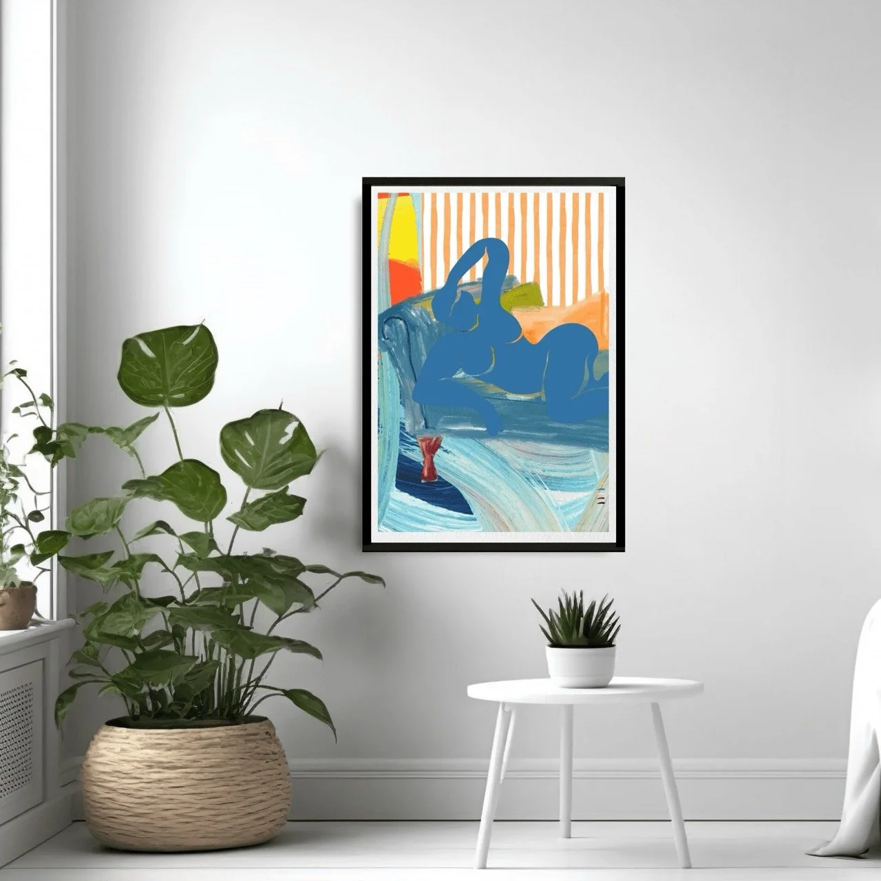 Modern Reclining Woman with Stripes Art Print, Sydney Artist - Eternal Art Prints - Eternal Art & Design