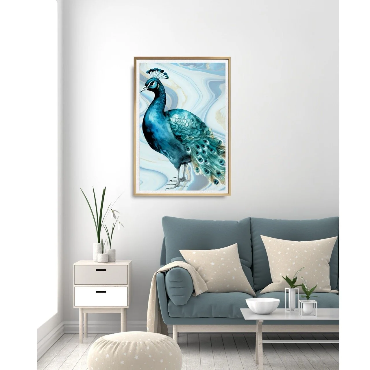 Blue Crest Peacock Birdlife Wall Art Print - Sydney Artist, Eternal Art Prints - Eternal Art & Design