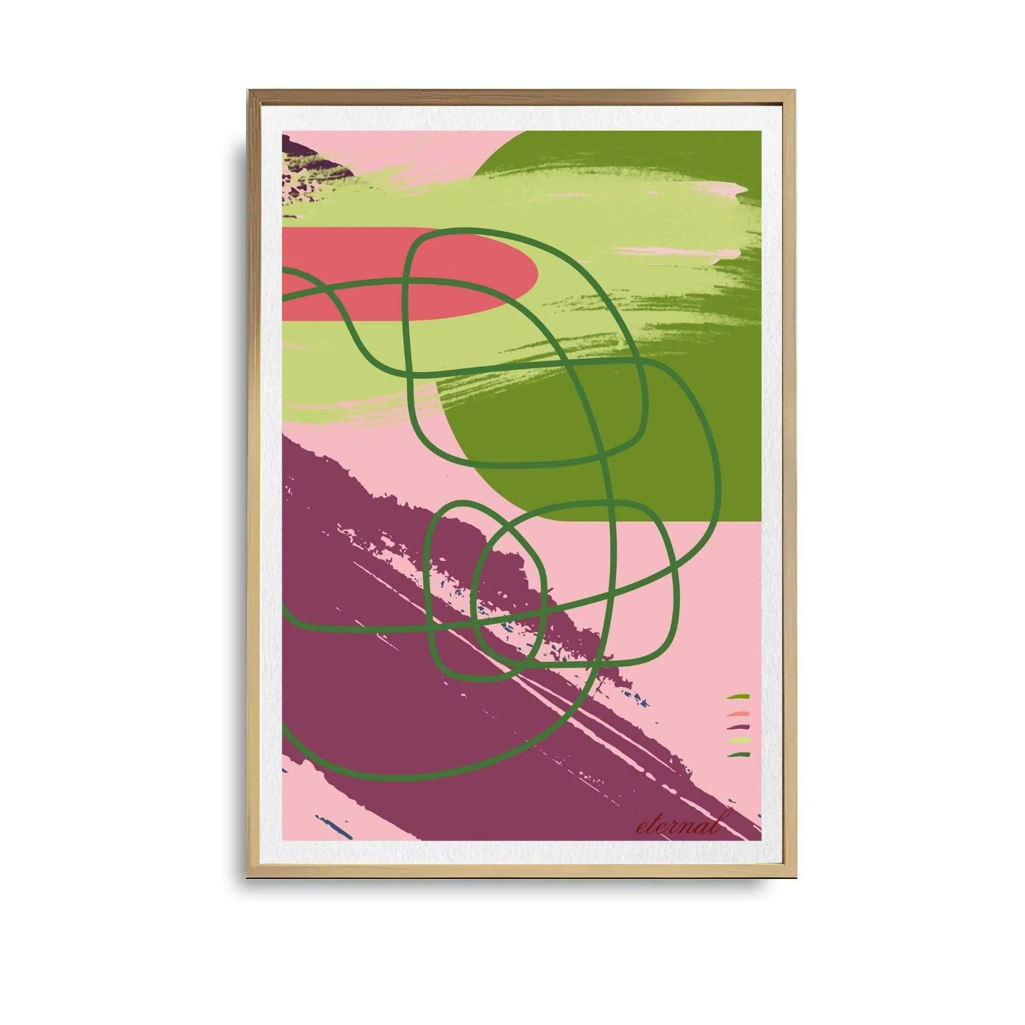 Abstract Modern Brushstrokes in Green and Pink Art Print - Sydney Artist, Eternal Art Prints - Eternal Art & Design