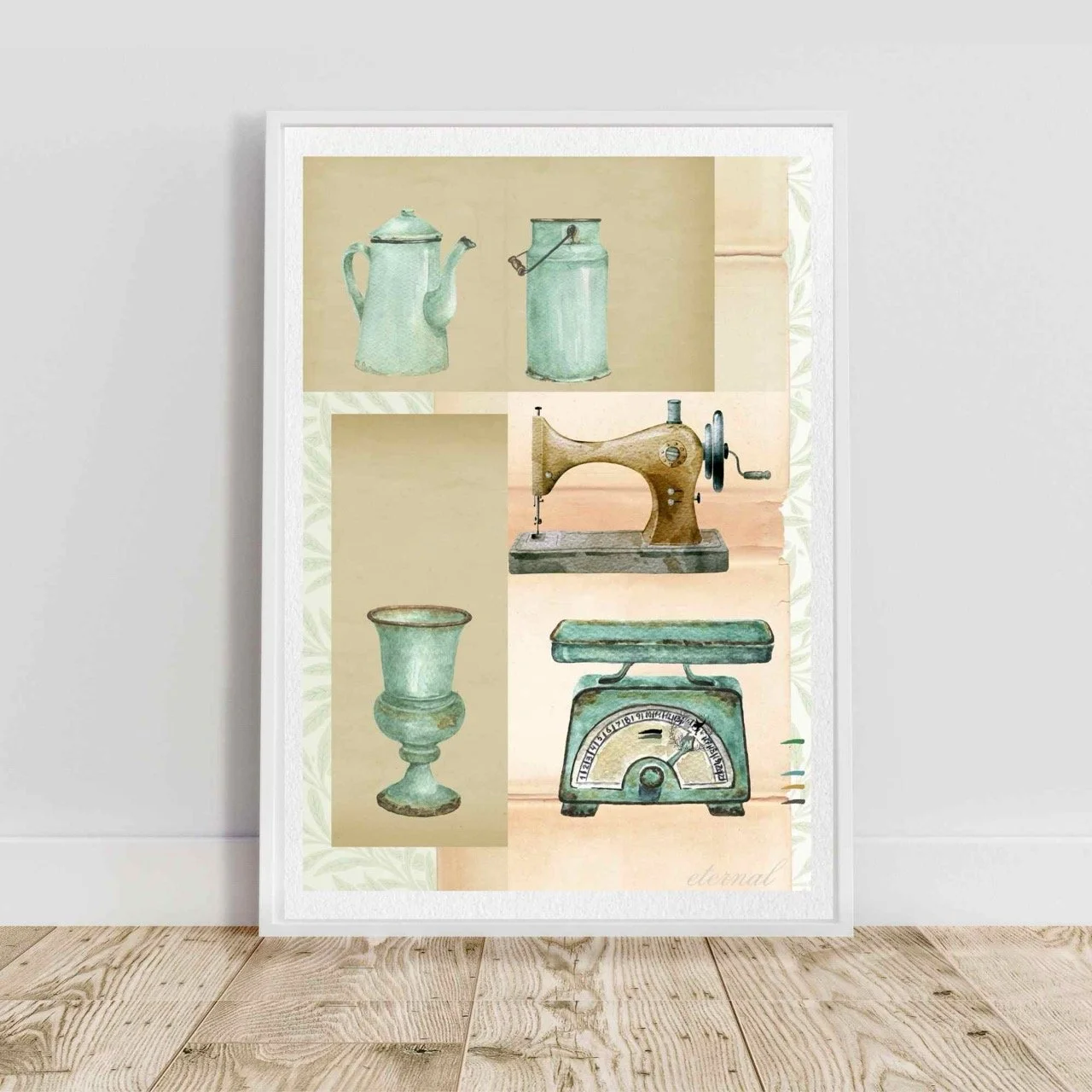 Vintage Decor Objects in Green Art Print, Eternal Art Prints - Eternal Art & Design