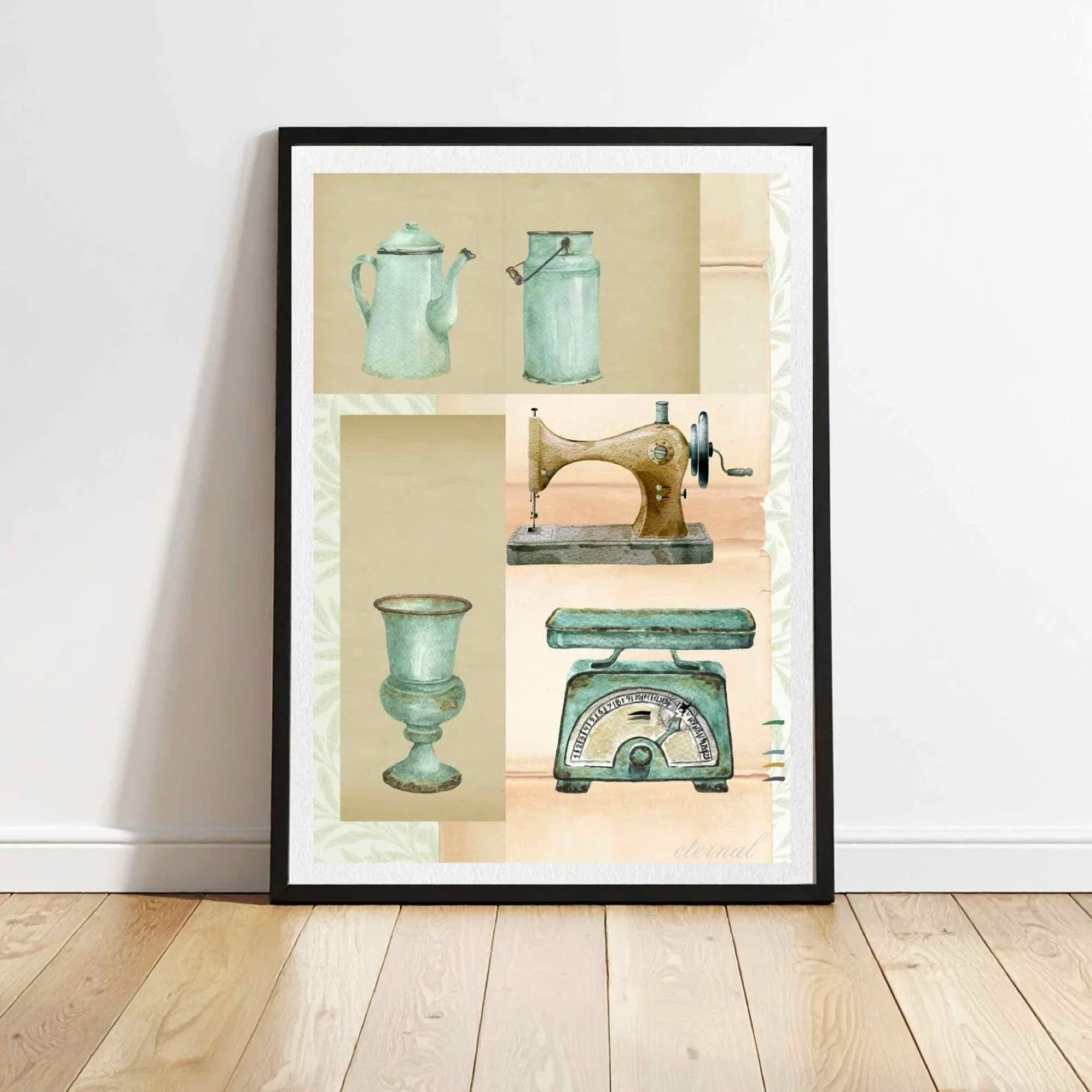Vintage Decor Objects in Green Art Print, Eternal Art Prints - Eternal Art & Design