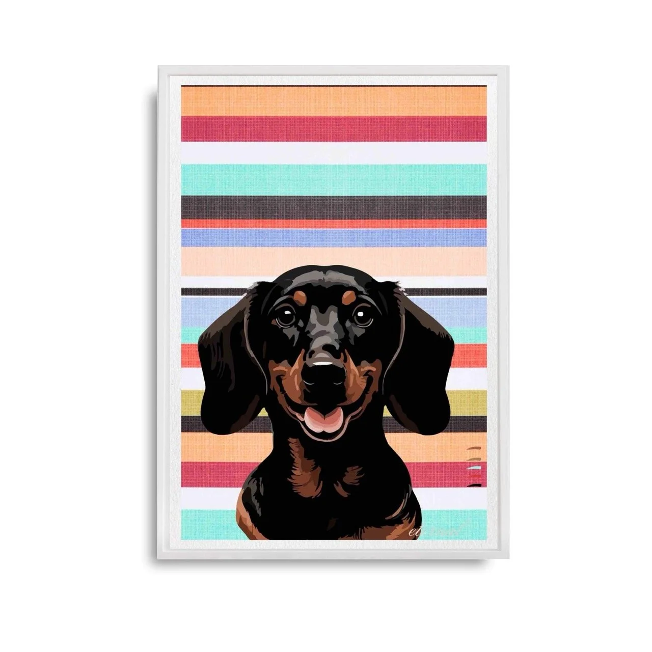 Dachshund Dog with Stripes Wall Art Print - Sydney Artist, Eternal Art Prints - Eternal Art & Design