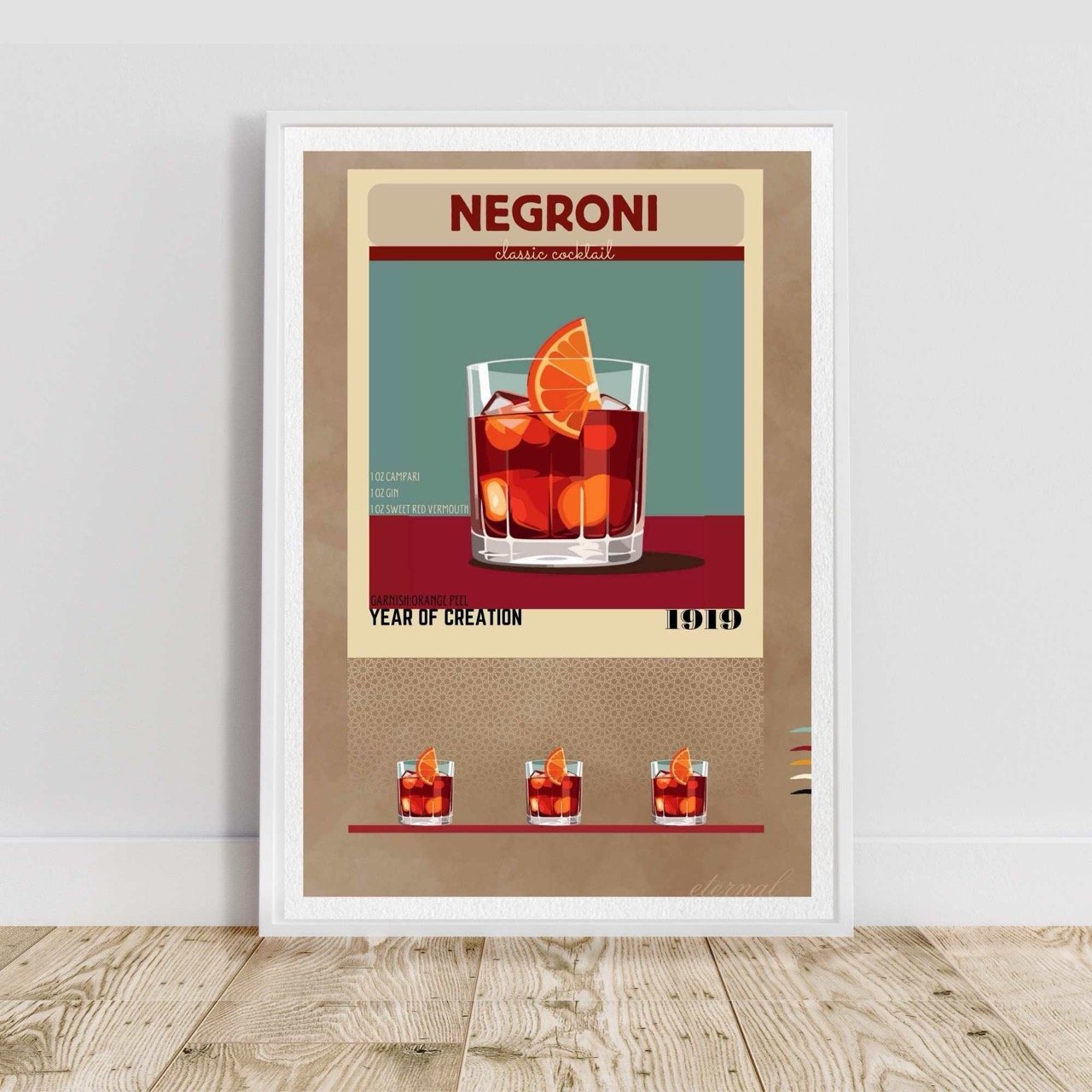Negroni Retro Cocktail Culture Wall Art Print, Eternal Art Prints - Eternal Art & Design
