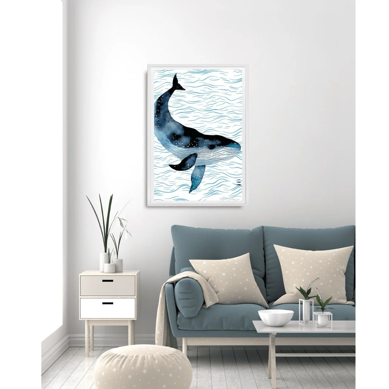 Humpback Whale Coastal Modern Wall Art Print - Sydney Artist, Eternal Art Prints - Eternal Art & Design