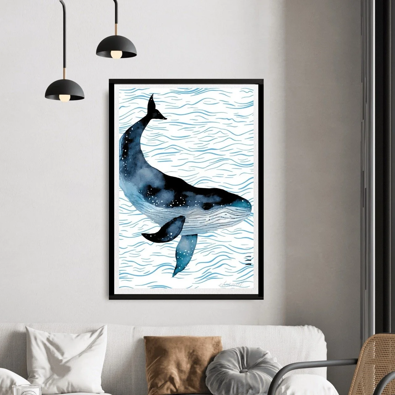 Humpback Whale Coastal Modern Wall Art Print - Sydney Artist, Eternal Art Prints - Eternal Art & Design