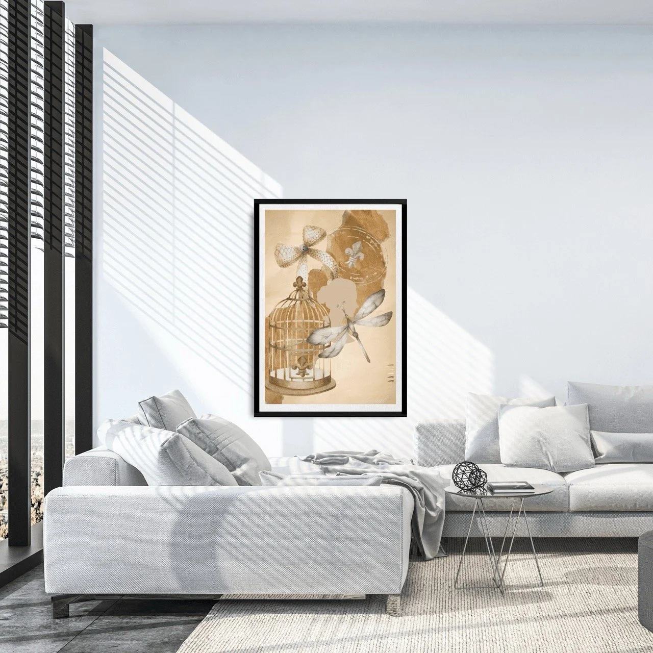 Vintage Birdcage Bow and Dragonfly Wall Art Print, Eternal Art Prints - Eternal Art & Design