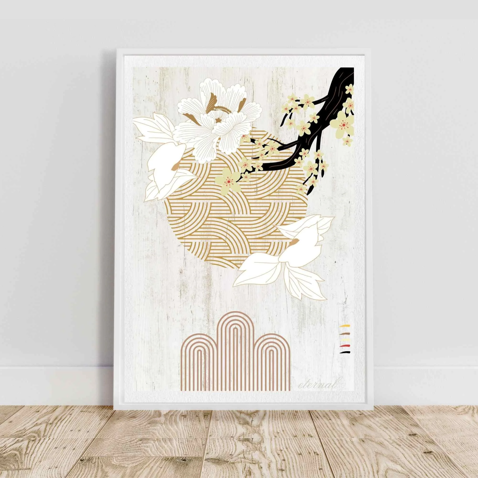 Oriental Cherry Blossom Zen Wall Art Print , Eternal Art Prints