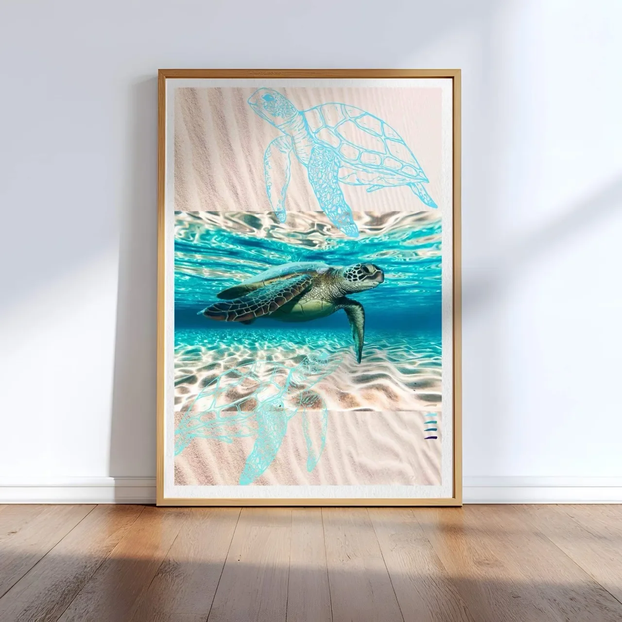 Water Turtles Modern Coastal Wall Art Print - Sydney Artist, Eternal Art Print