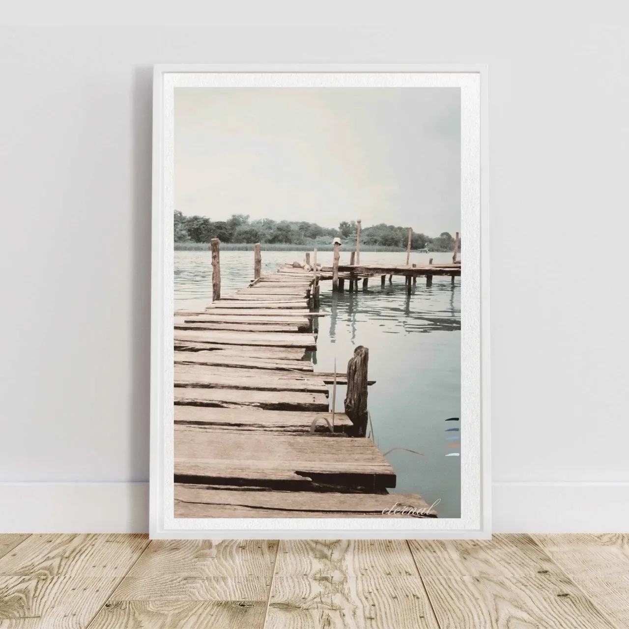 Tranquil Wooden Walkway over Water Wall Art Print, Eternal Art Prints