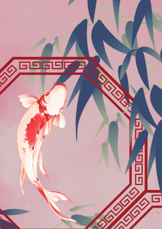 Koi and Bamboo Wall Art Print, Eternal Art & Design - Eternal Art & Design