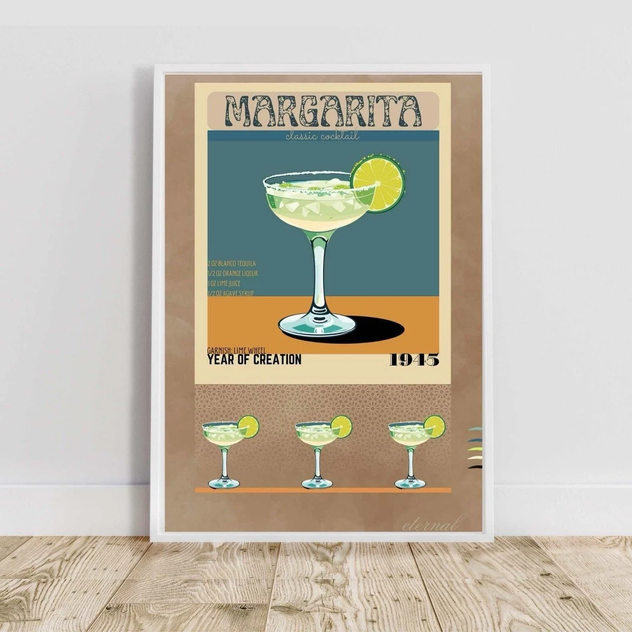 Retro Margarita Classic Cocktail Culture Wall Art Print, Eternal Art Prints