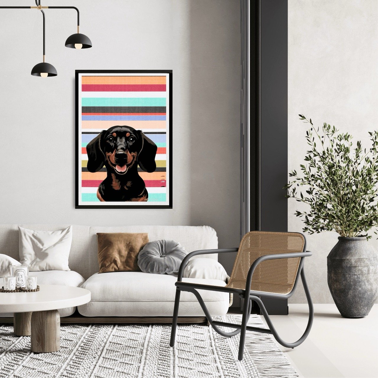 Dachshund Dog with Stripes Wall Art Print - Sydney Artist, Eternal Art Prints - Eternal Art & Design