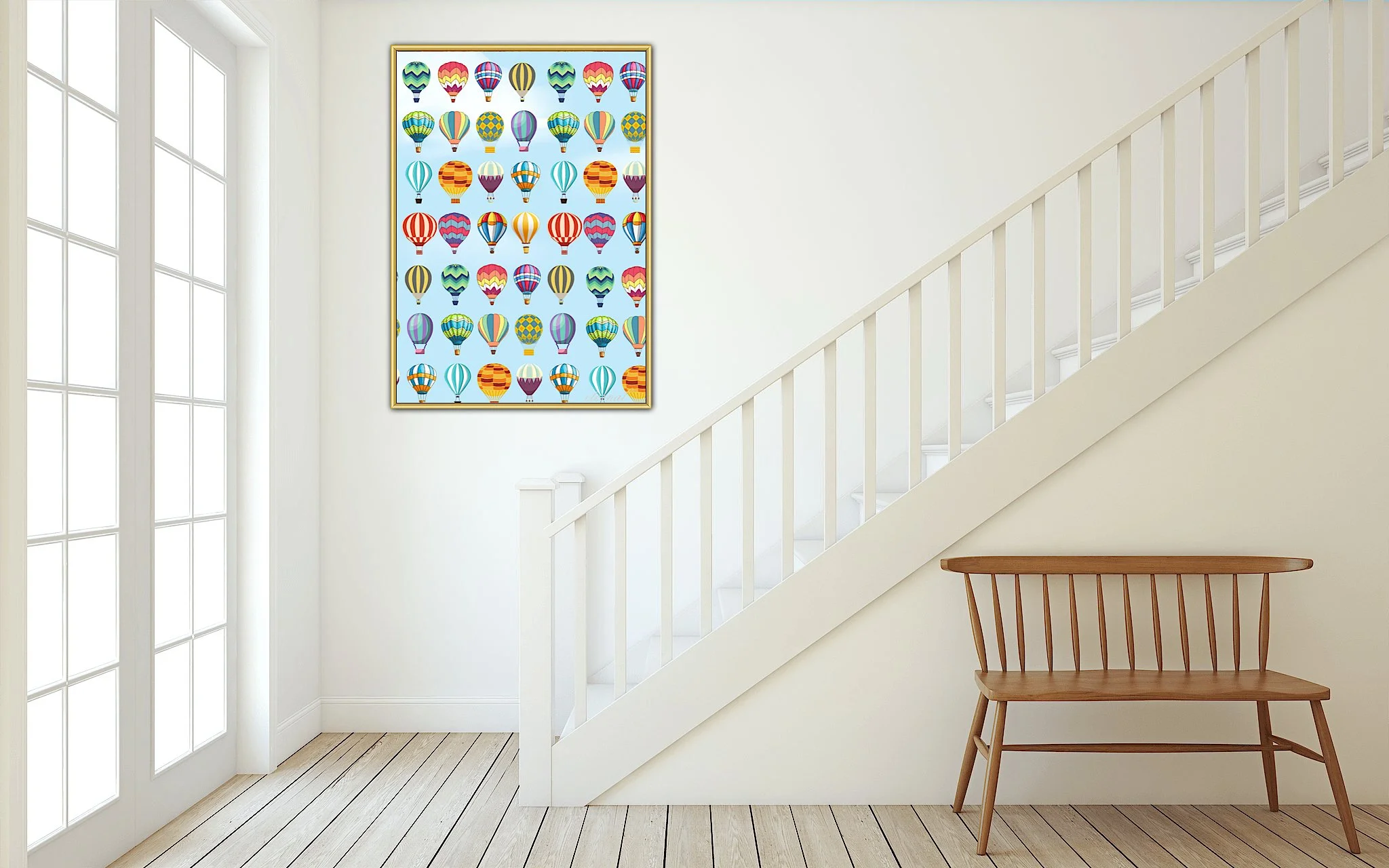 Blue Sky Balloon Adventure Art Print - Sydney Artist, Eternal Art & Design - Eternal Art & Design