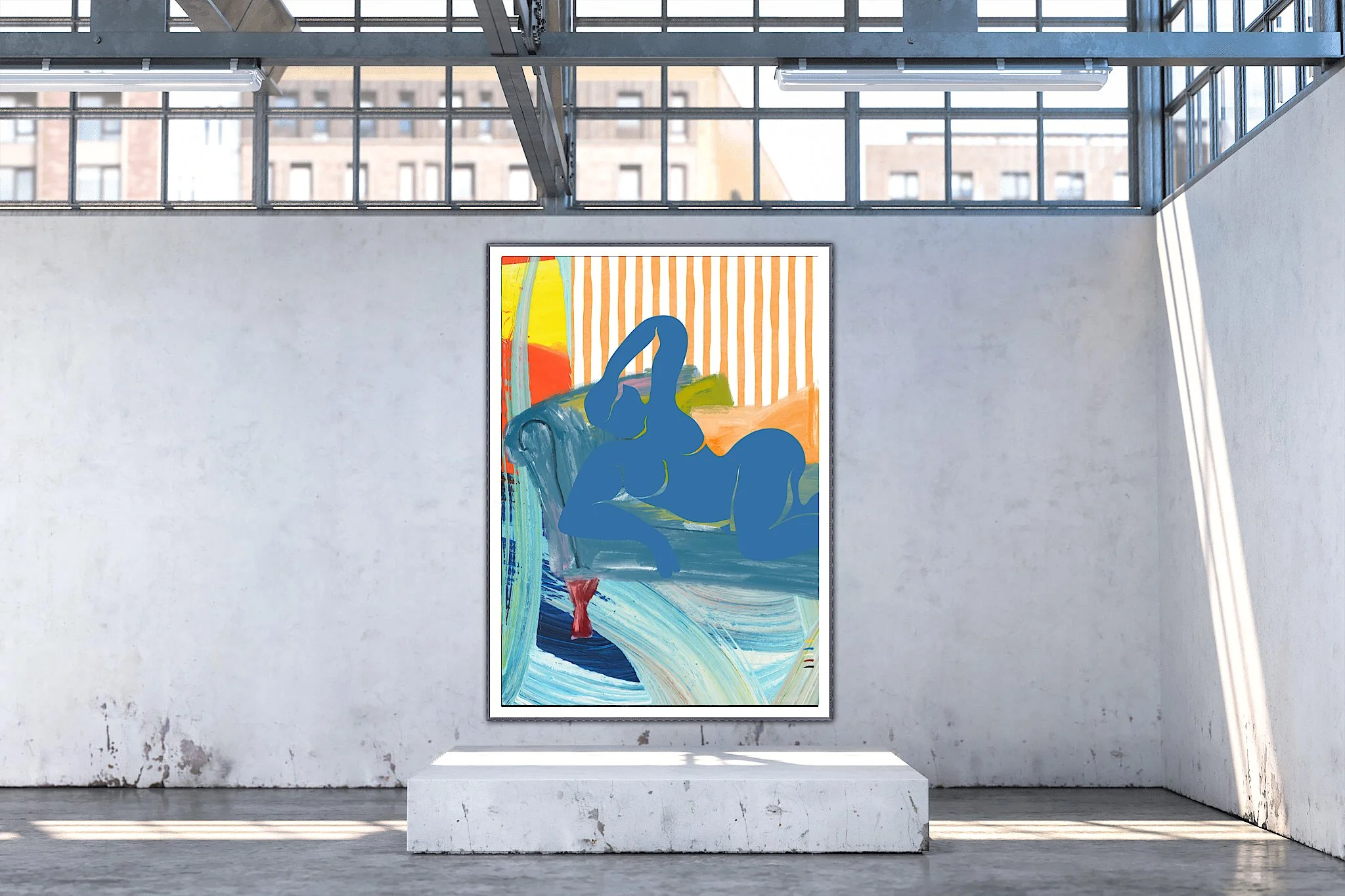 Modern Reclining Woman with Stripes Art Print, Sydney Artist - Eternal Art & Design - Eternal Art & Design