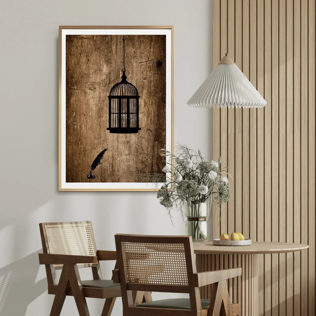 Birdcage Ink and Quill Wall Art Print, Eternal Art Prints - Eternal Art & Design