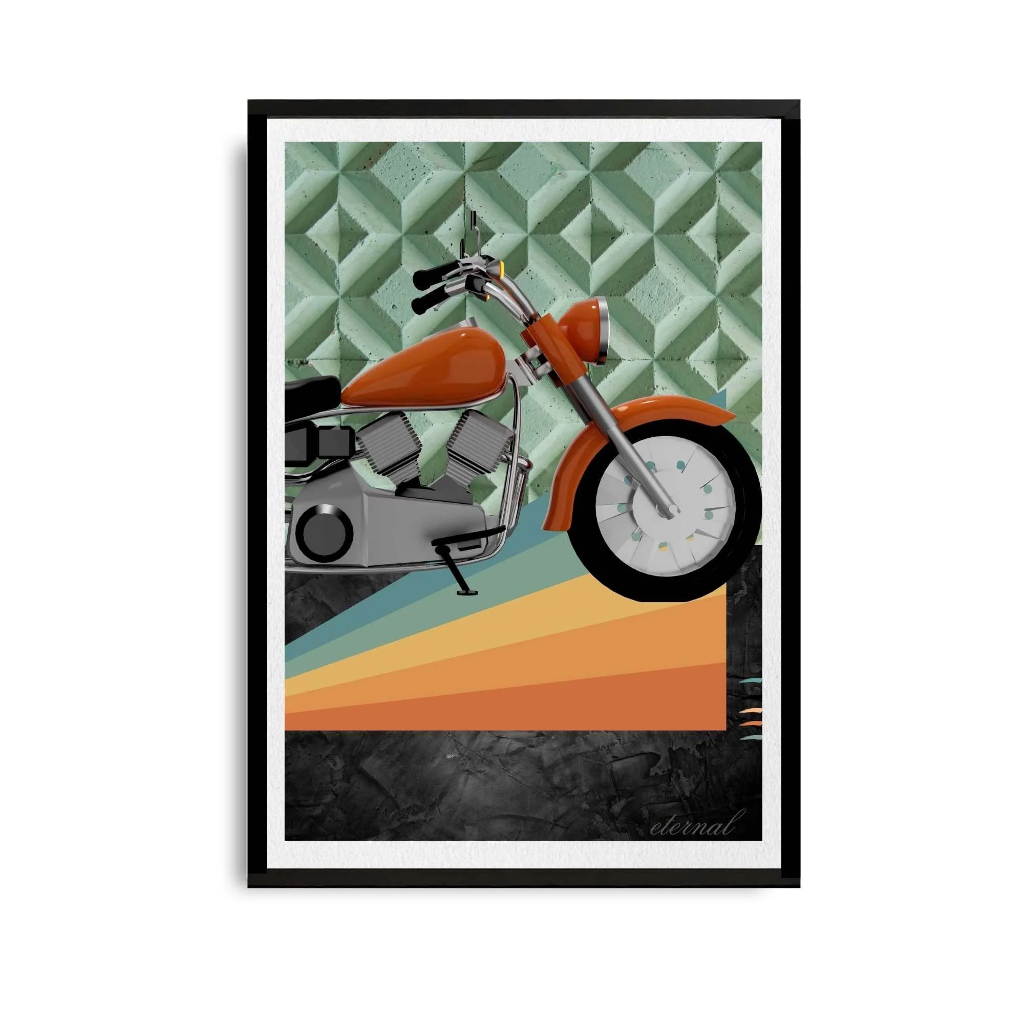 Retro Motorcycle Art Print - Sydney Artist, Eternal Art Prints - Eternal Art & Design