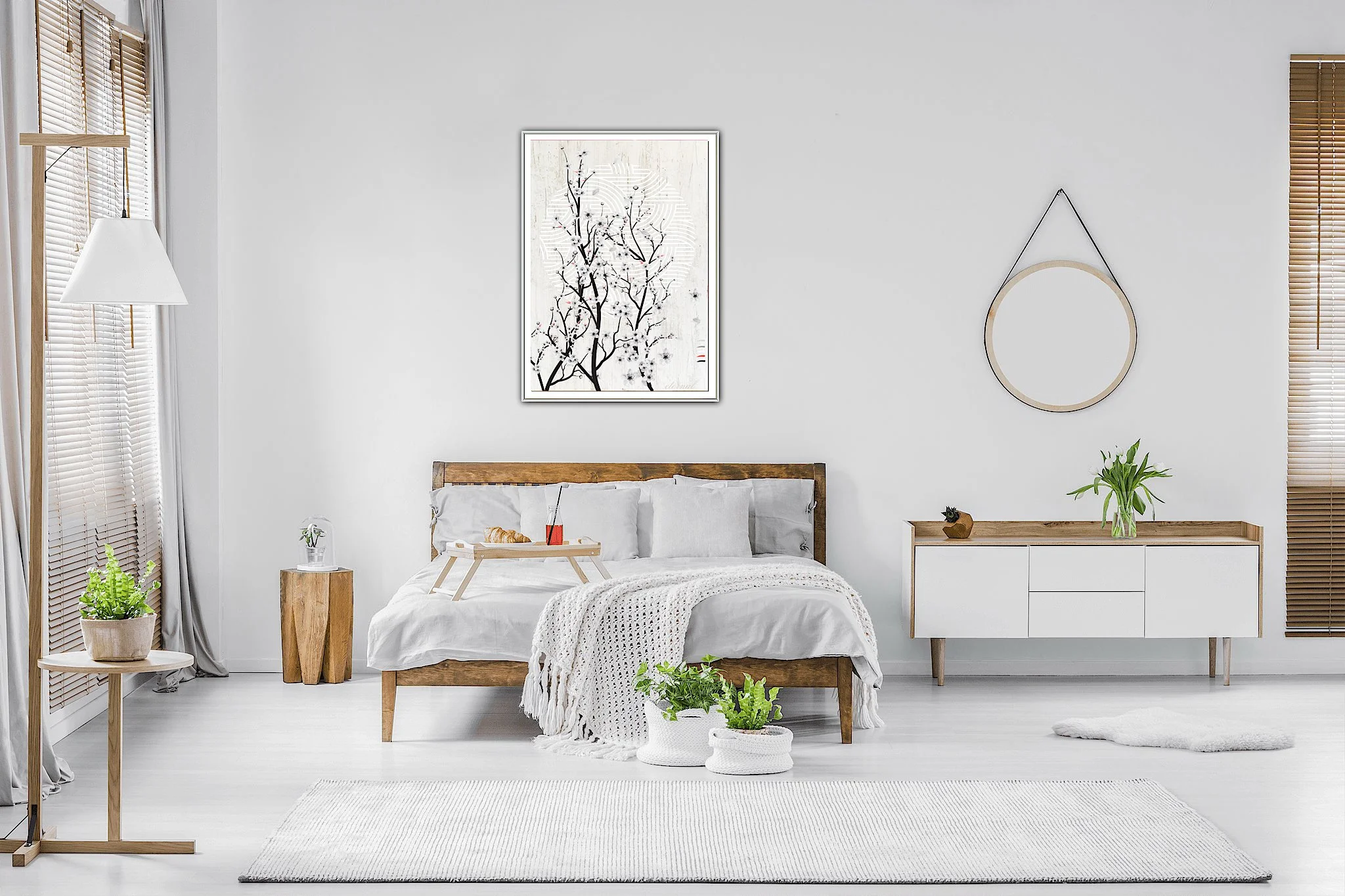 Oriental Cherry Blossom Minimalist Wall Art Print, Eternal Art & Design - Eternal Art & Design