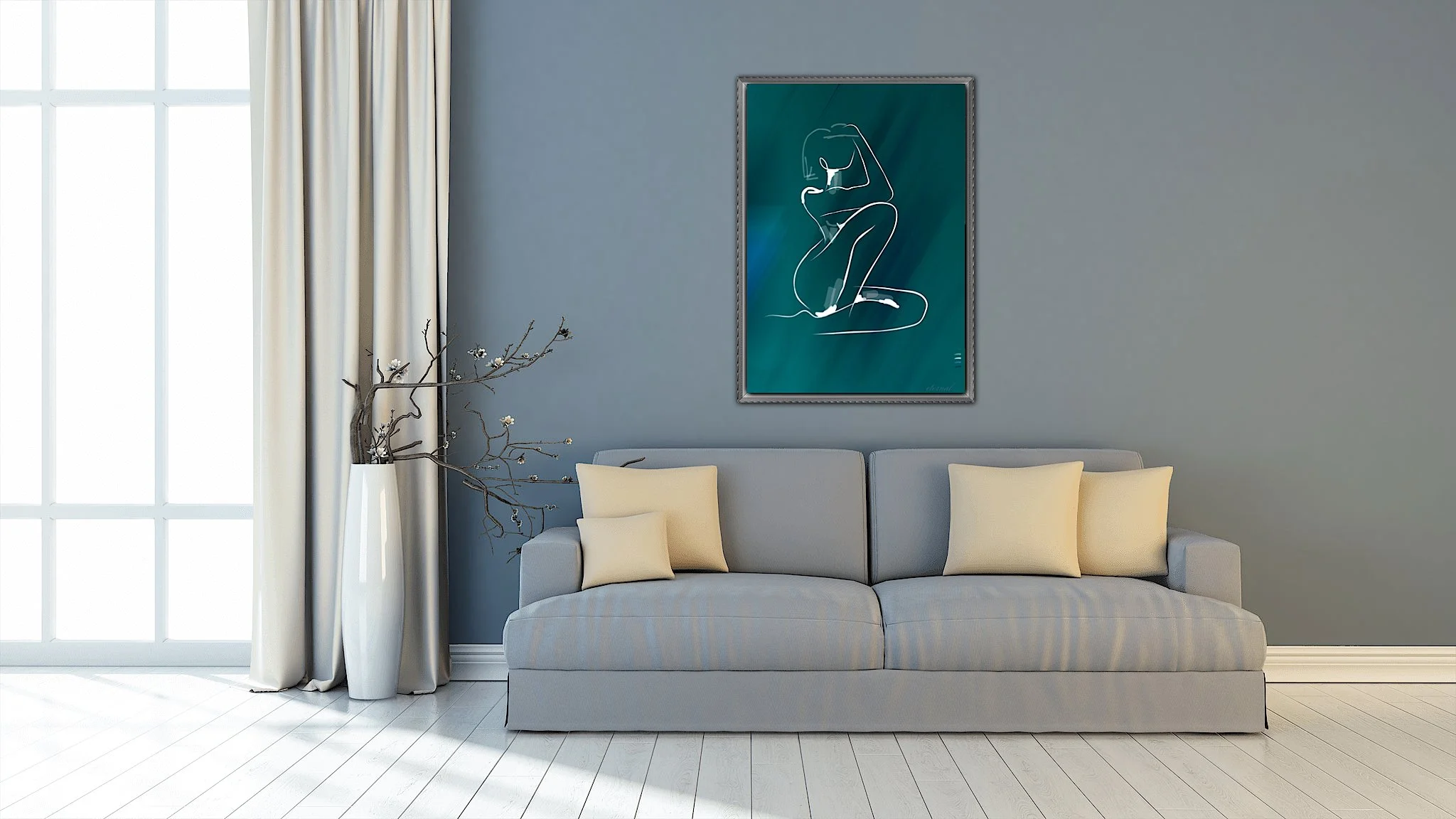 Nude Female Line Drawing Wall Art Print, Sydney Artist - Eternal Art & Design - Eternal Art & Design