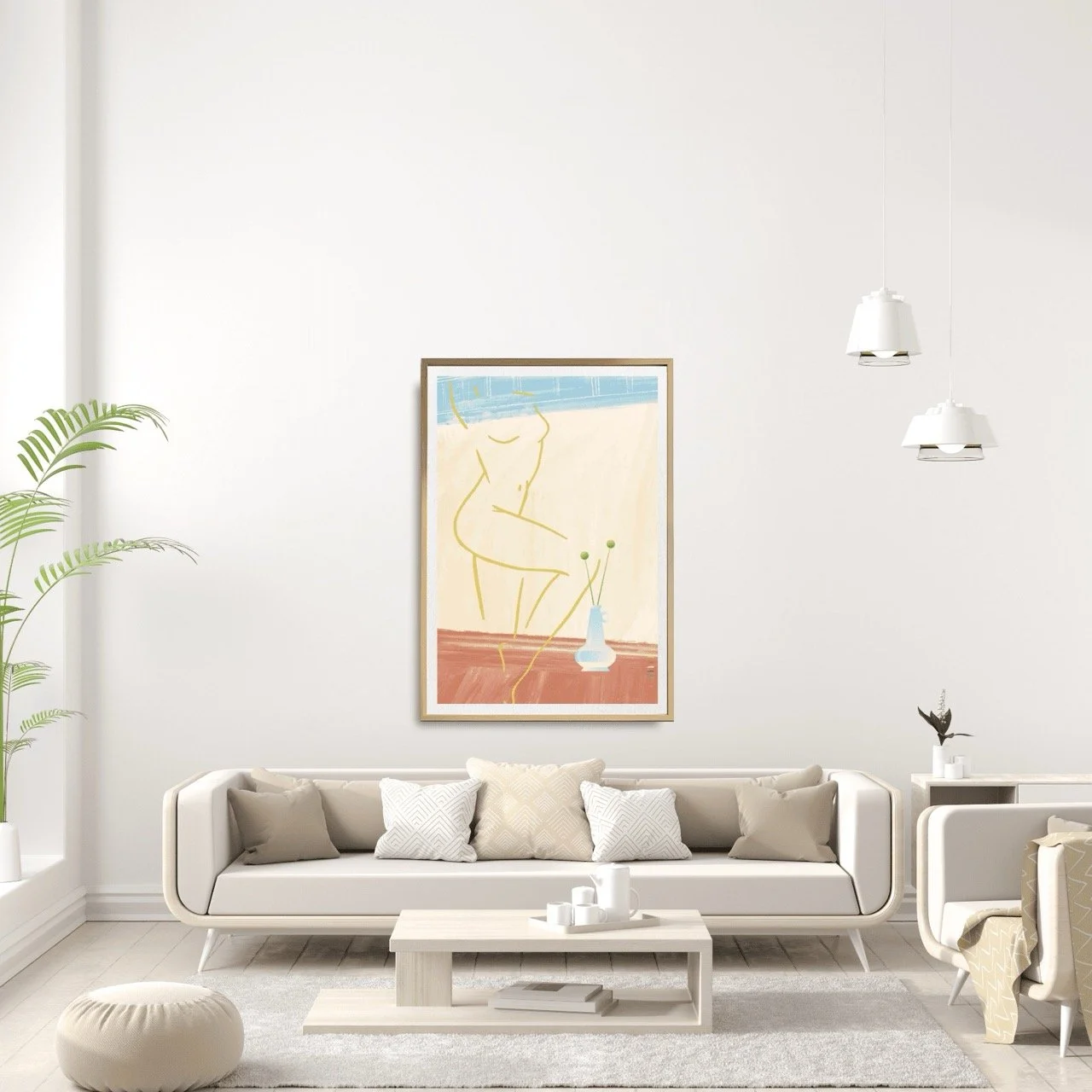 Nude Female with Blue Vase Wall Art Print, Sydney Artist - Eternal Art Prints - Eternal Art & Design