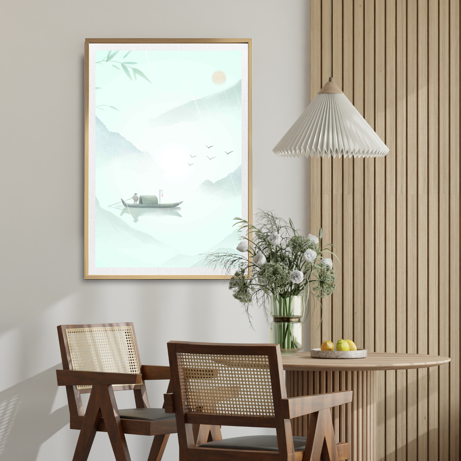 Tranquil Japanese landscape with Boat Wall Art Print, Eternal Art Prints - Eternal Art & Design