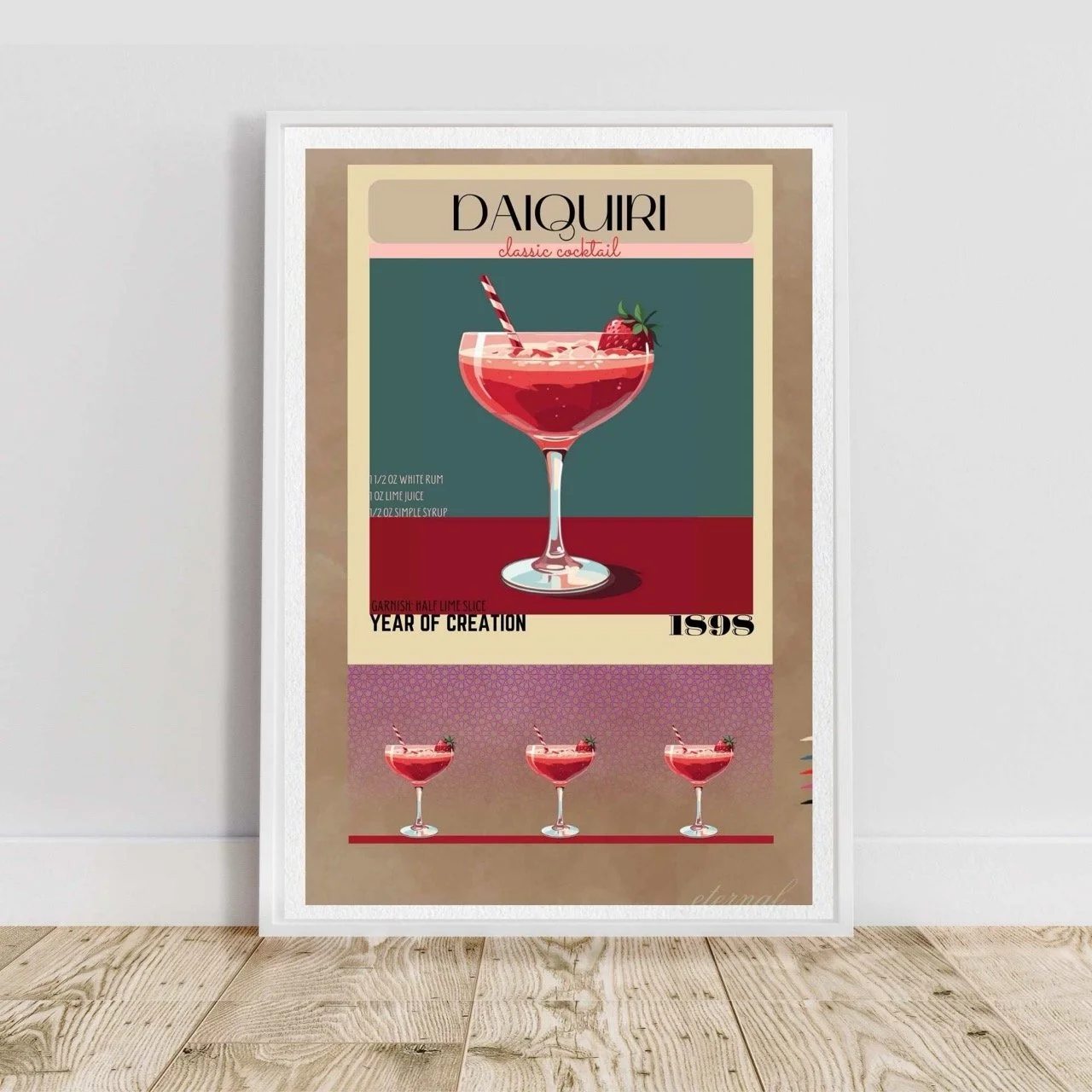 Daiquiri Retro Cocktail Culture Wall Art Print, Eternal Art Prints