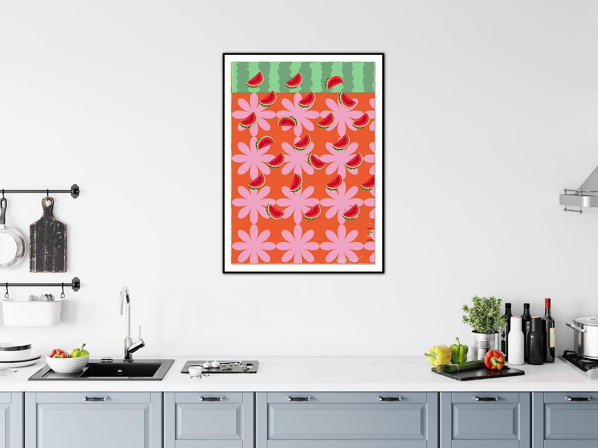 Watermelon Retro Kitchen Wall Art Print, Eternal Art & Design - Eternal Art & Design