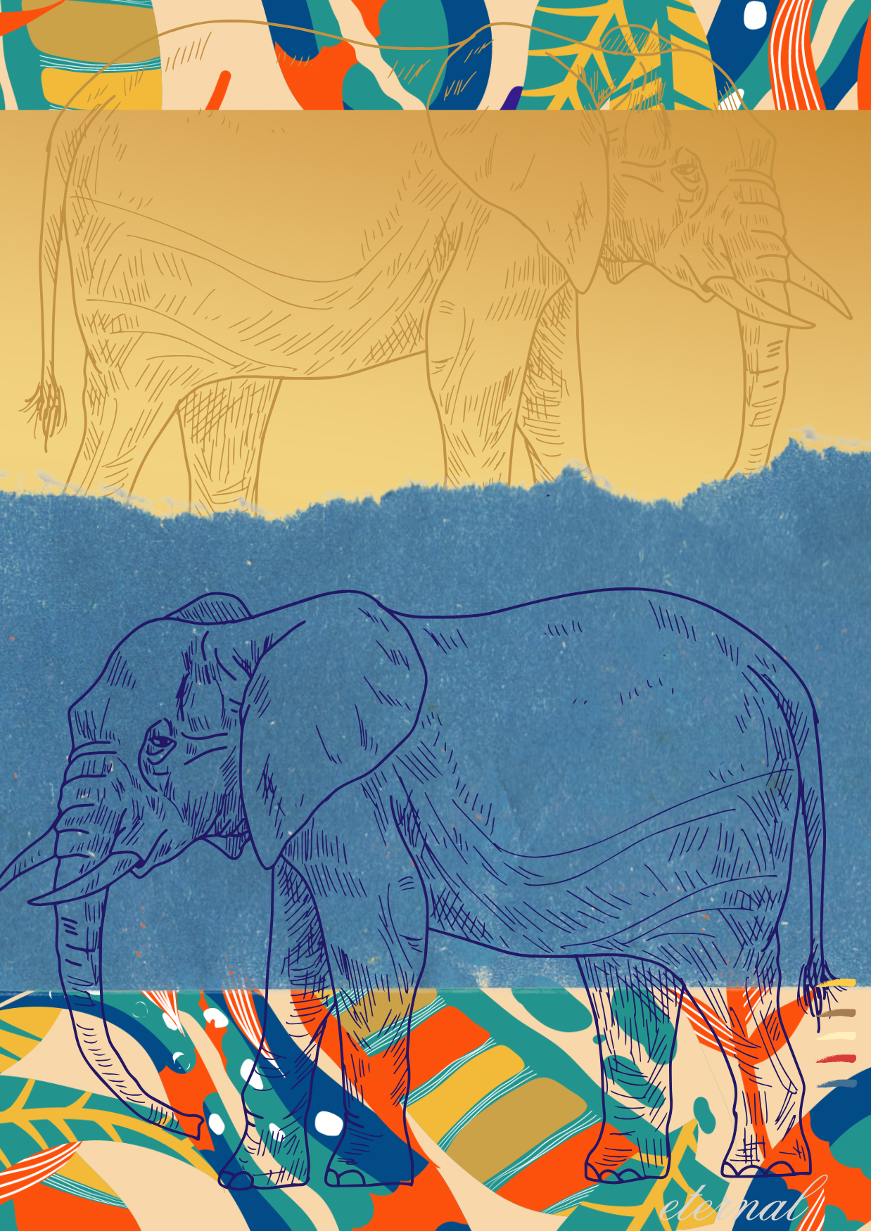 Elephant with Tribal Pattern Wall Art