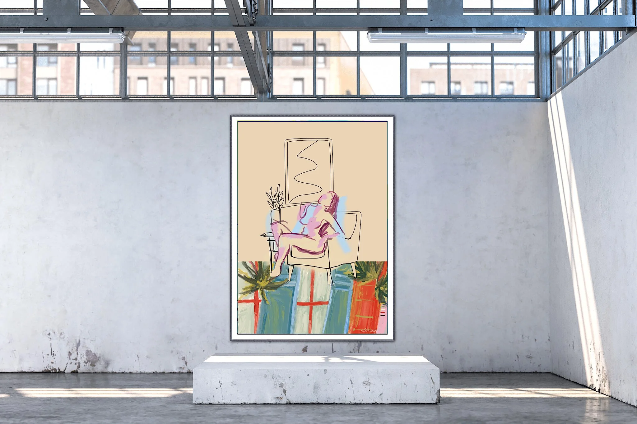 Seated Nude with Pattern Art Print, Sydney Artist - Eternal Art & Design - Eternal Art & Design