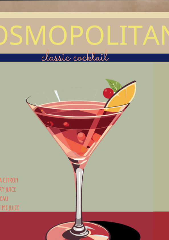 Cosmopolitan Retro Cocktail Culture Wall Art Print, Eternal Art & Design - Eternal Art & Design