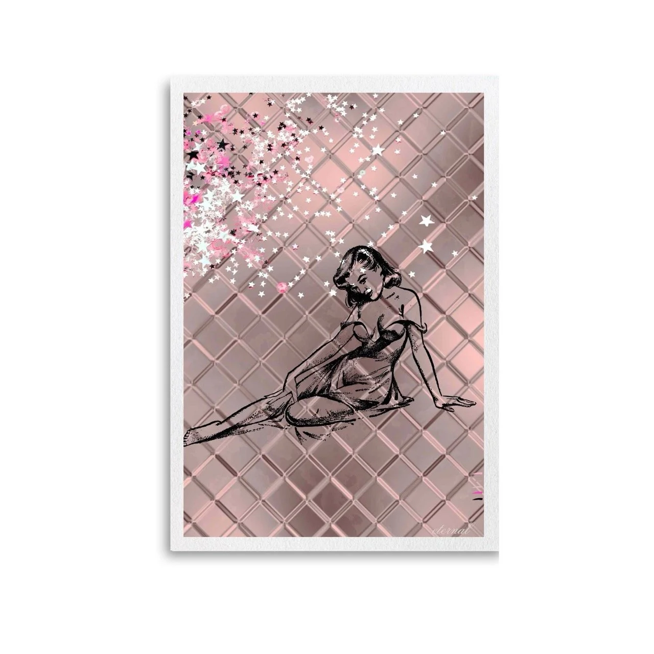Female Icon Retro Pin-up in Pink Wall Art Print, Sydney Artist - Eternal Art Prints - Eternal Art & Design