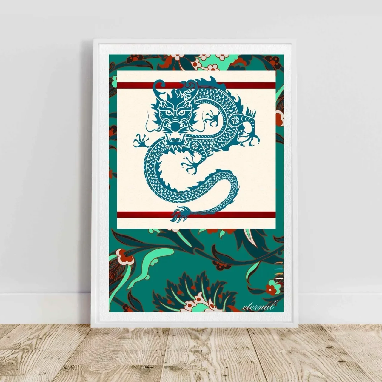 Oriental Dragon with Eastern Flair Wall Art Print, Eternal Art Prints