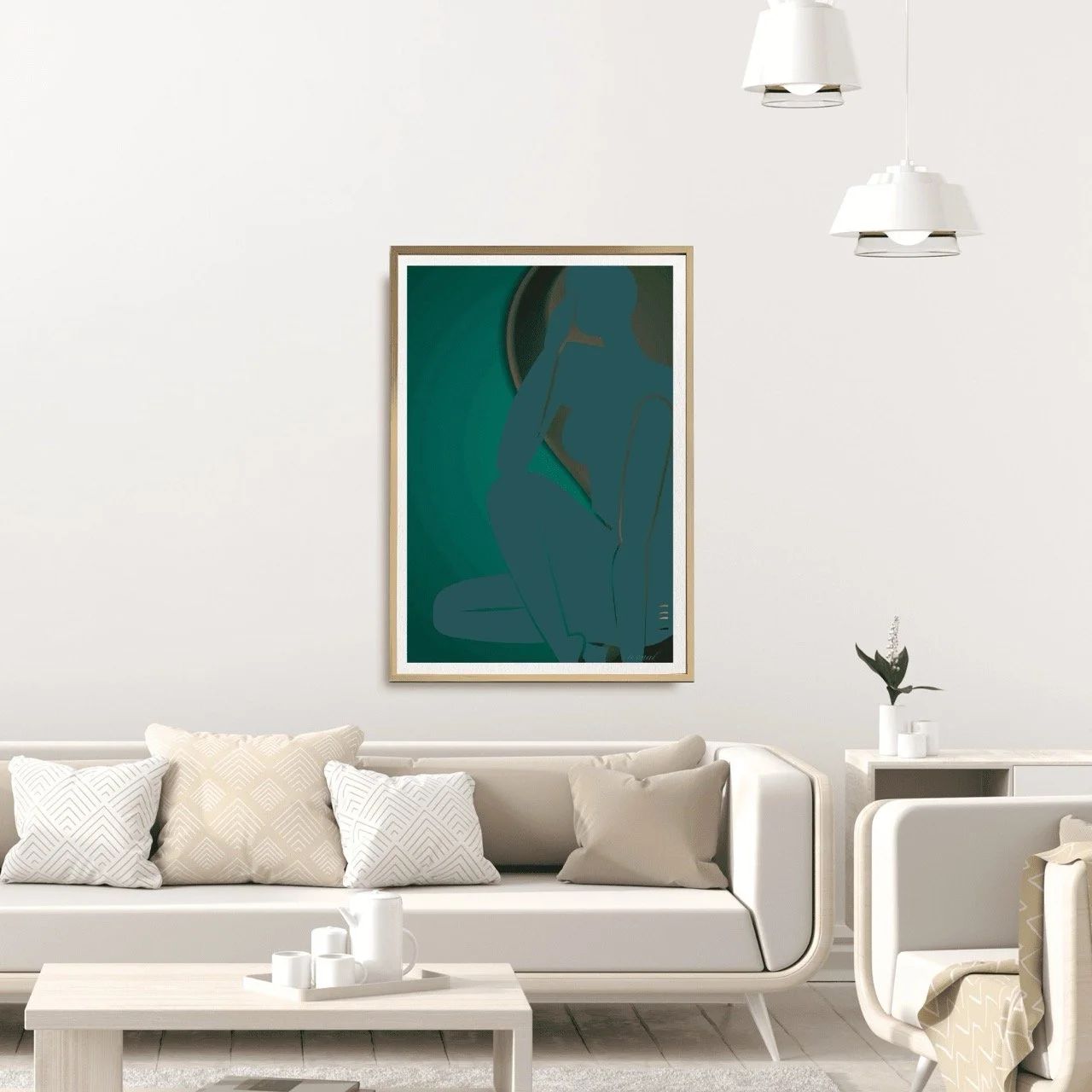 Female Figurative Nude in Green Wall Art Print, Sydney Artist - Eternal Art Prints - Eternal Art & Design