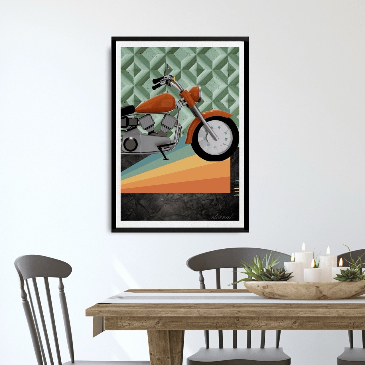 Retro Motorcycle Art Print - Sydney Artist, Eternal Art Prints - Eternal Art & Design